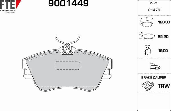 FTE 9001449 - Гальмівні колодки, дискові гальма autozip.com.ua