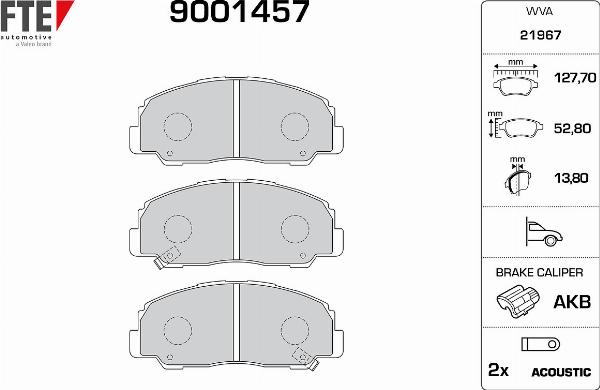 FTE 9001457 - Гальмівні колодки, дискові гальма autozip.com.ua