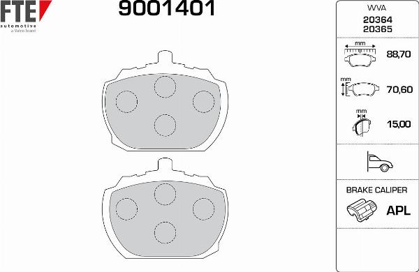FTE 9001401 - Гальмівні колодки, дискові гальма autozip.com.ua