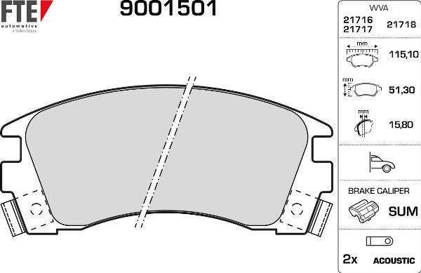 FTE 9001501 - Гальмівні колодки, дискові гальма autozip.com.ua