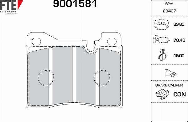 FTE 9001581 - Гальмівні колодки, дискові гальма autozip.com.ua