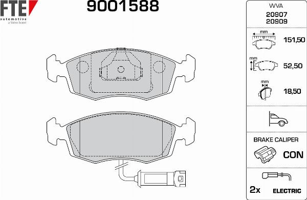 FTE 9001588 - Гальмівні колодки, дискові гальма autozip.com.ua