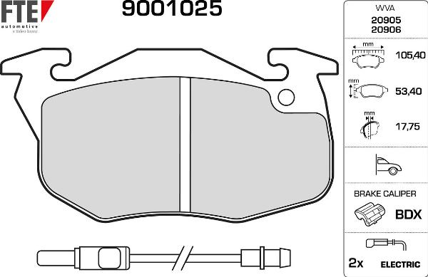 FTE 9001025 - Гальмівні колодки, дискові гальма autozip.com.ua