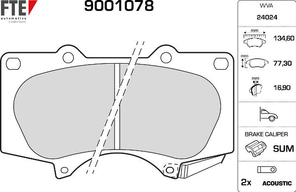 FTE 9001078 - Гальмівні колодки, дискові гальма autozip.com.ua