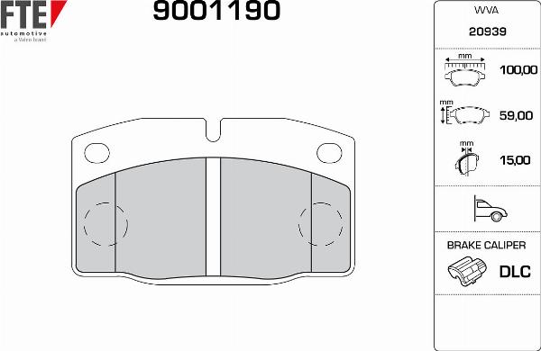 FTE 9001190 - Гальмівні колодки, дискові гальма autozip.com.ua