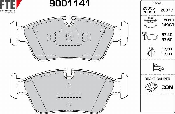 FTE 9001141 - Гальмівні колодки, дискові гальма autozip.com.ua