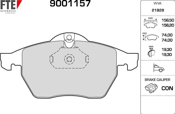 FTE 9001157 - Гальмівні колодки, дискові гальма autozip.com.ua