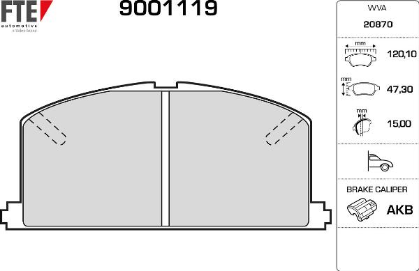 FTE 9001119 - Гальмівні колодки, дискові гальма autozip.com.ua