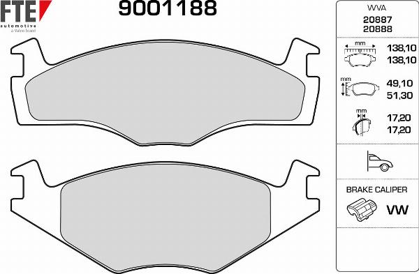FTE 9001188 - Гальмівні колодки, дискові гальма autozip.com.ua