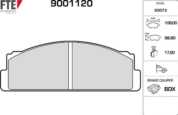 FTE 9001120 - Гальмівні колодки, дискові гальма autozip.com.ua