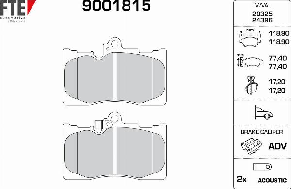 FTE 9001815 - Гальмівні колодки, дискові гальма autozip.com.ua