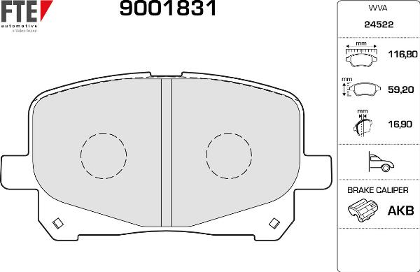 FTE 9001831 - Гальмівні колодки, дискові гальма autozip.com.ua