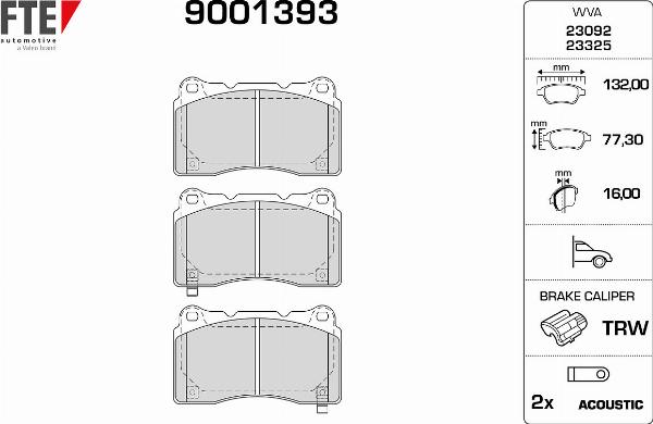 FTE 9001393 - Гальмівні колодки, дискові гальма autozip.com.ua