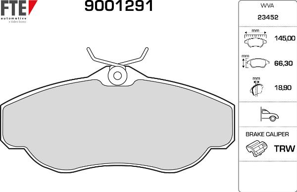 FTE 9001291 - Гальмівні колодки, дискові гальма autozip.com.ua