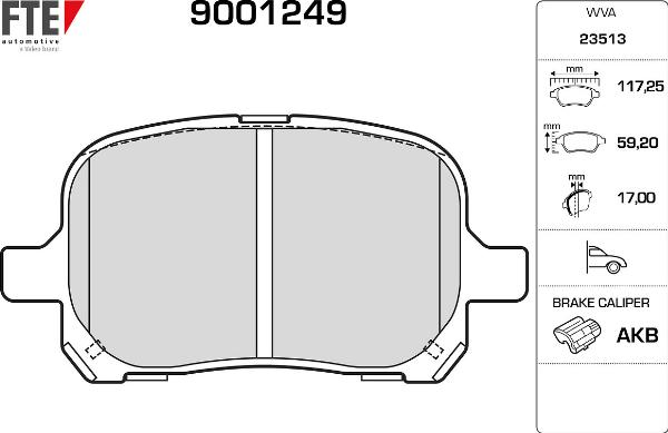 FTE 9001249 - Гальмівні колодки, дискові гальма autozip.com.ua
