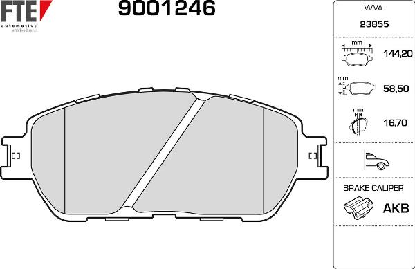 FTE 9001246 - Гальмівні колодки, дискові гальма autozip.com.ua