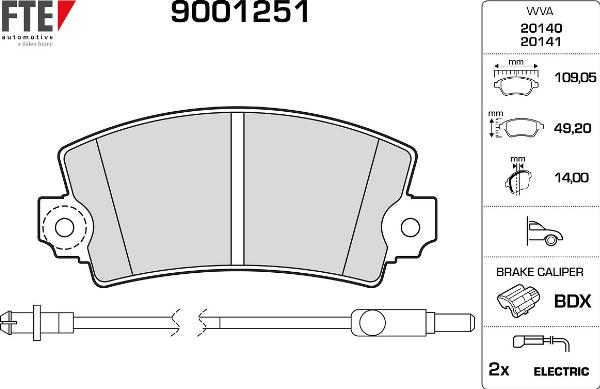 FTE 9001251 - Гальмівні колодки, дискові гальма autozip.com.ua