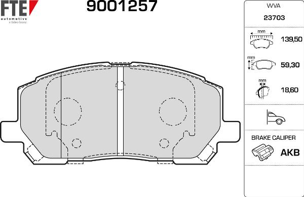 FTE 9001257 - Гальмівні колодки, дискові гальма autozip.com.ua