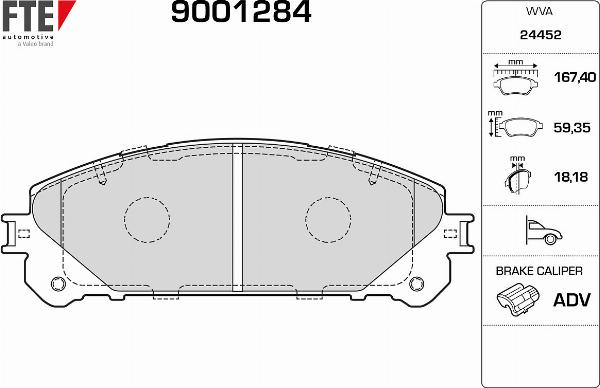 FTE 9001284 - Гальмівні колодки, дискові гальма autozip.com.ua