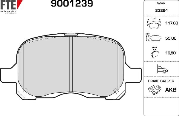 FTE 9001239 - Гальмівні колодки, дискові гальма autozip.com.ua