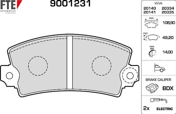 FTE 9001231 - Гальмівні колодки, дискові гальма autozip.com.ua