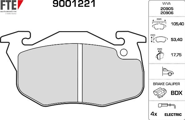 FTE 9001221 - Гальмівні колодки, дискові гальма autozip.com.ua