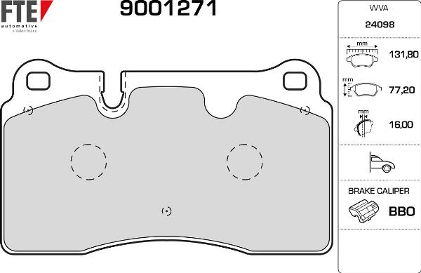 FTE 9001271 - Гальмівні колодки, дискові гальма autozip.com.ua