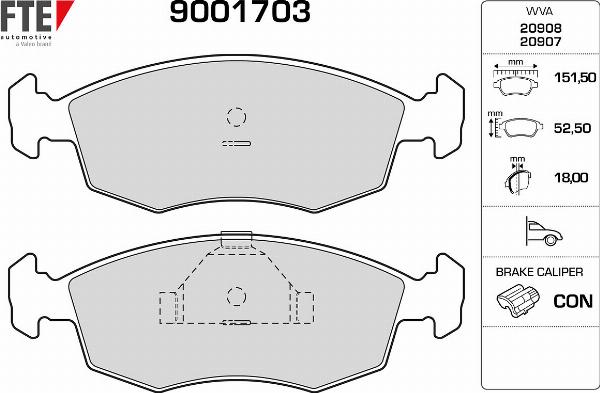 FTE 9001703 - Гальмівні колодки, дискові гальма autozip.com.ua