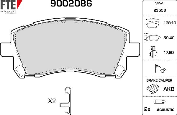 FTE 9002086 - Гальмівні колодки, дискові гальма autozip.com.ua