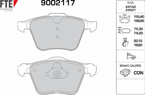 FTE 9002117 - Гальмівні колодки, дискові гальма autozip.com.ua