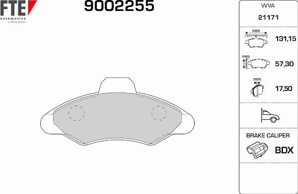 FTE 9002255 - Гальмівні колодки, дискові гальма autozip.com.ua