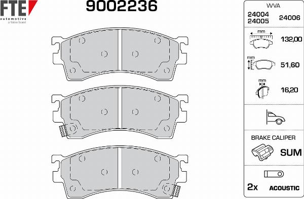 FTE 9002236 - Гальмівні колодки, дискові гальма autozip.com.ua