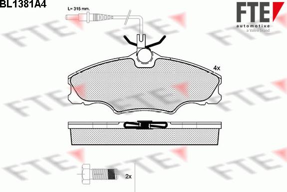 FTE BL1381A4 - Гальмівні колодки, дискові гальма autozip.com.ua