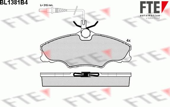 FTE BL1381B4 - Гальмівні колодки, дискові гальма autozip.com.ua