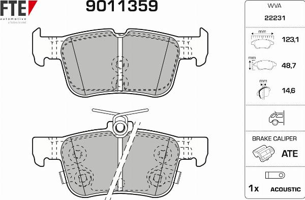 FTE 9011359 - Гальмівні колодки, дискові гальма autozip.com.ua