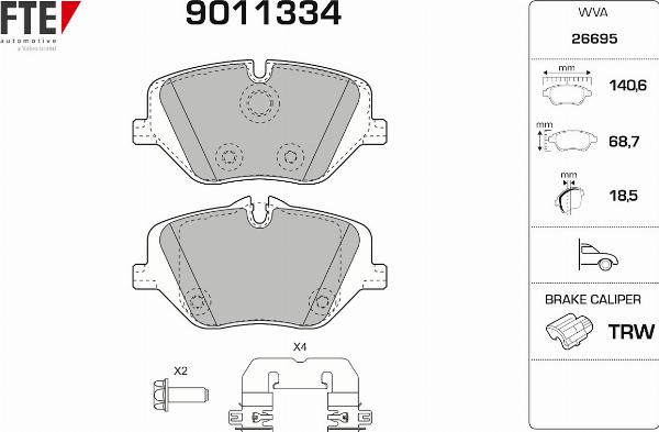 FTE 9011334 - Гальмівні колодки, дискові гальма autozip.com.ua