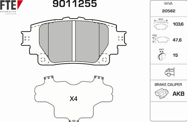 FTE 9011255 - Гальмівні колодки, дискові гальма autozip.com.ua