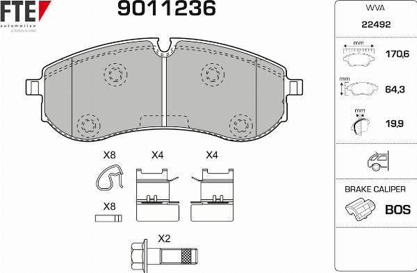 FTE 9011236 - Гальмівні колодки, дискові гальма autozip.com.ua