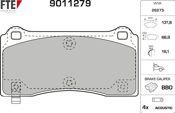 FTE 9011279 - Гальмівні колодки, дискові гальма autozip.com.ua