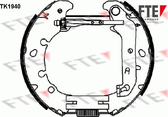 FTE TK1940 - Комплект гальм, барабанний механізм autozip.com.ua