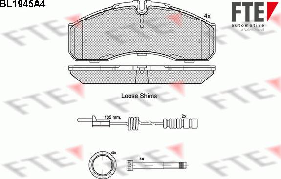 FTE BL1945A4 - Гальмівні колодки, дискові гальма autozip.com.ua