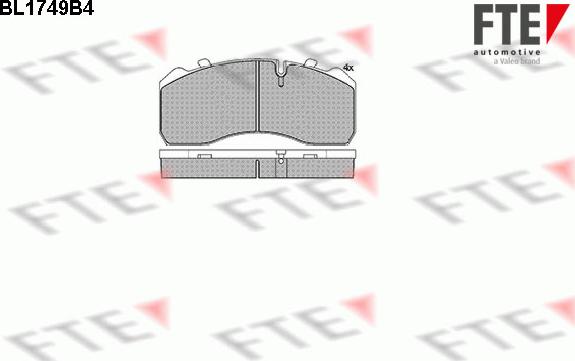 FTE BL1749B4 - Гальмівні колодки, дискові гальма autozip.com.ua