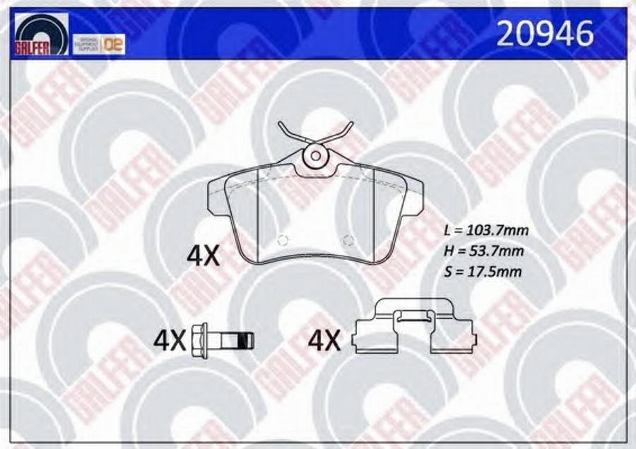 Galfer 20946 - Гальмівні колодки, дискові гальма autozip.com.ua