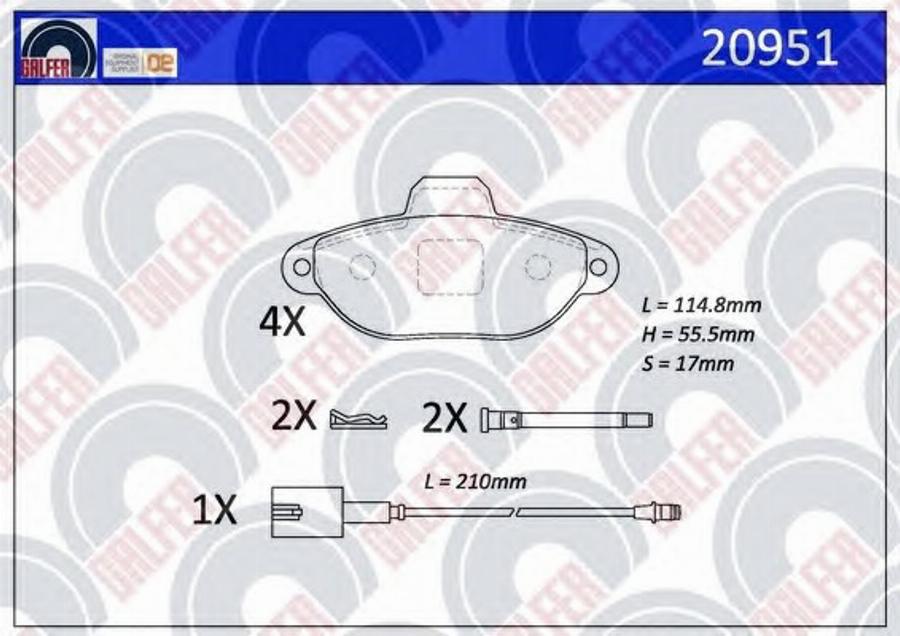 Galfer 20951 - Гальмівні колодки, дискові гальма autozip.com.ua
