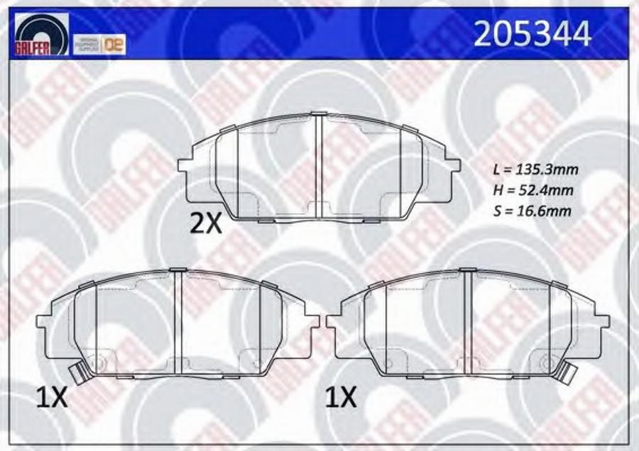 Galfer 205344 - Гальмівні колодки, дискові гальма autozip.com.ua