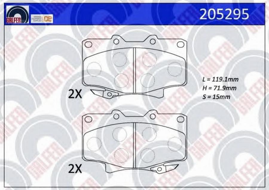 Galfer 205295 - Гальмівні колодки, дискові гальма autozip.com.ua