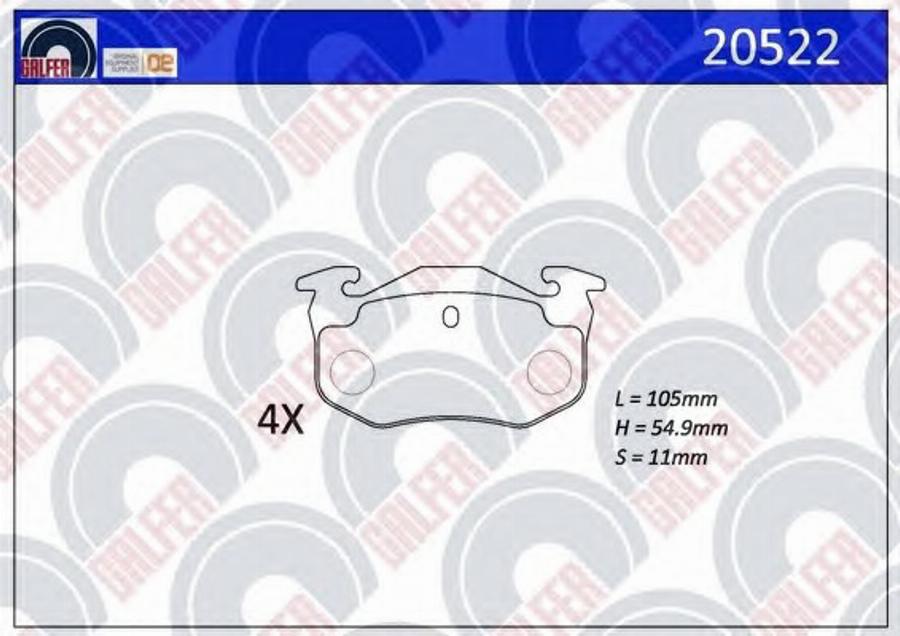 Galfer 20522 - Гальмівні колодки, дискові гальма autozip.com.ua