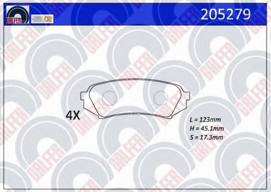 Galfer 205279 - Гальмівні колодки, дискові гальма autozip.com.ua