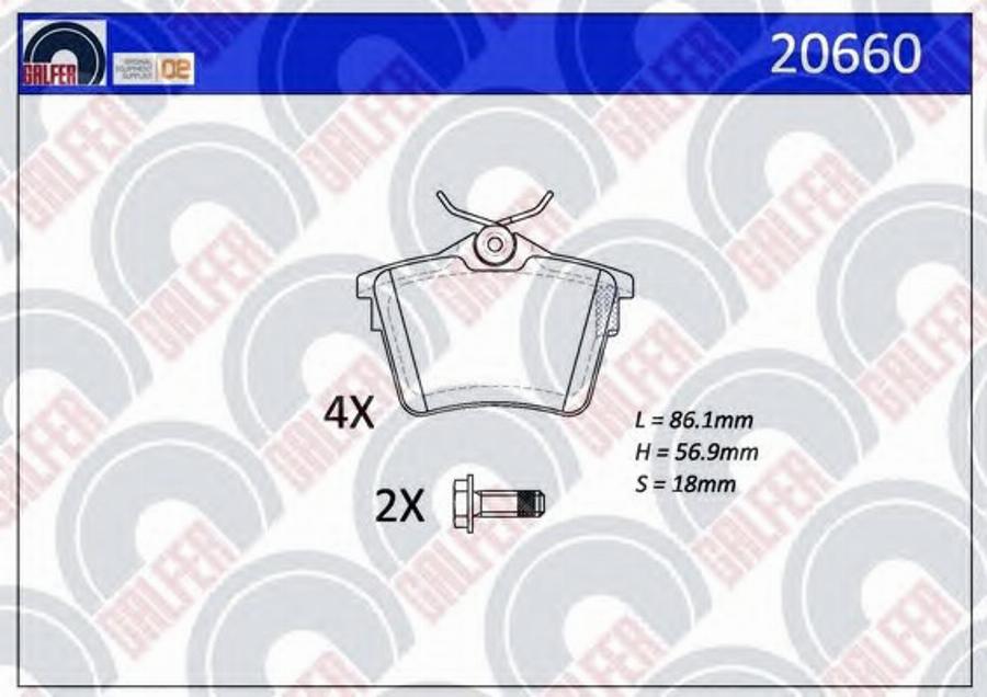 Galfer 20660 - Гальмівні колодки, дискові гальма autozip.com.ua