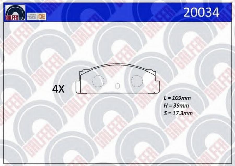 Galfer 20034 - Гальмівні колодки, дискові гальма autozip.com.ua